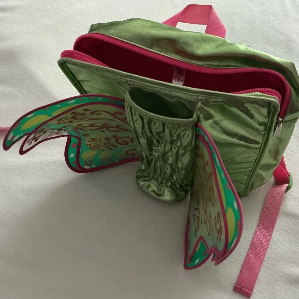 American Girl fairy wings backpack sparkling green and pink good condition